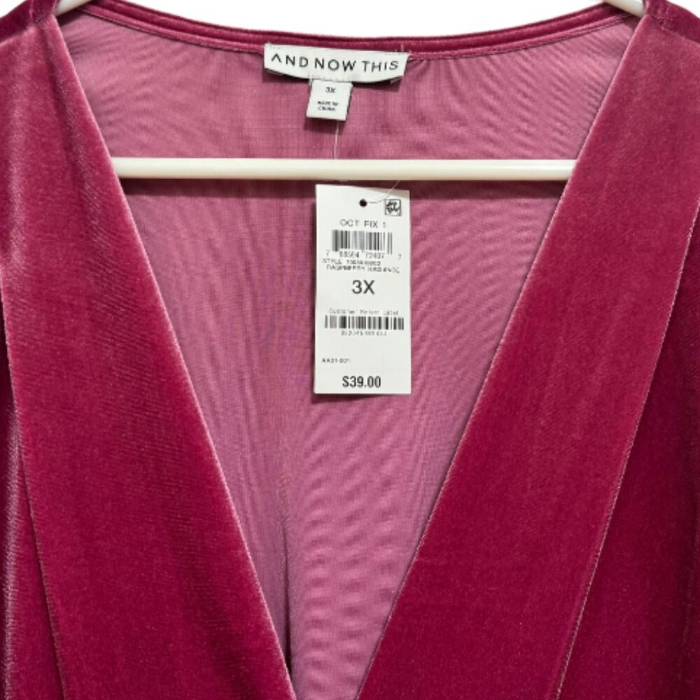 Woman's Bodysuit "And Now This" Brand, 3X, Velvet, Pink, - Picture 2 of 3